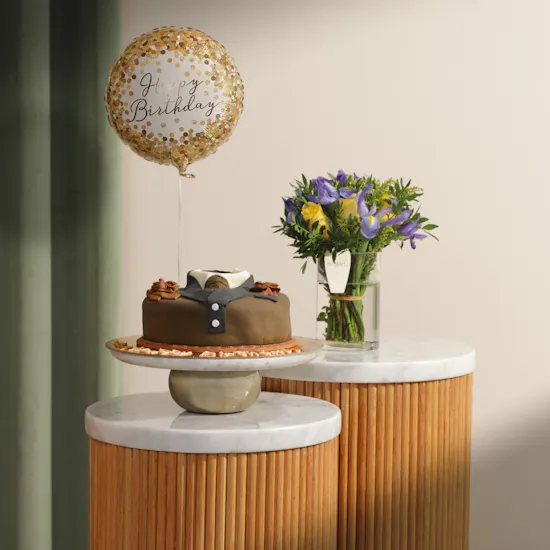 Floward Men's Birthday Cake | Elegant Flower Vase and Balloon
