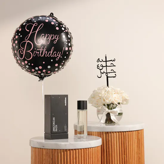 Mubkhar Amazonian Rain Eau De Parfum | White Birthday Roses Vase