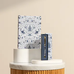 Harrods Royal Blue Notebook and Pen Office Set