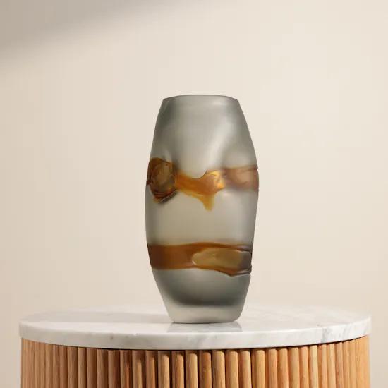 Floward Grey and Brown Dented Opaque Glass Vase