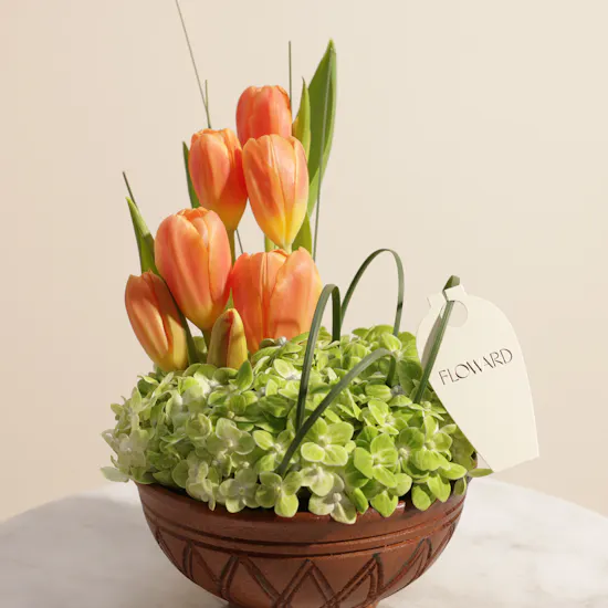 Saudi Artisanal Company Warm Flowers Wooden Vase