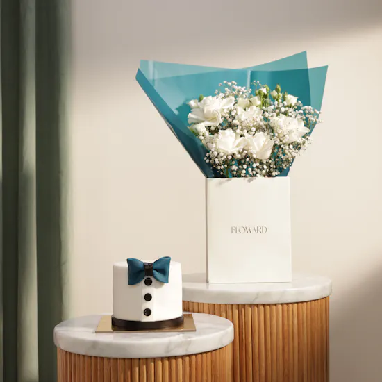 Floward Blue Bowtie Cake | Charming Elegance Bouquet