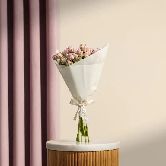 Dewy Elegance Purple Baby Roses Bouquet | 12 Flowers