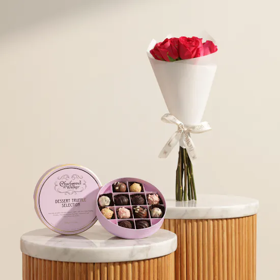 Charbonnel et Walker Dessert Truffle Selection Box | Truly Unforgettable Flower Bouquet