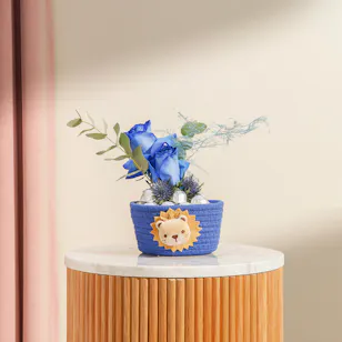 Floward Nutella Chocolate Blue Basket wih Flowers