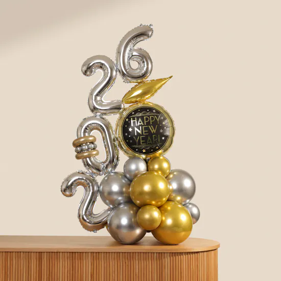Balloonizer Happy New Year Gold and Silver Balloon Set