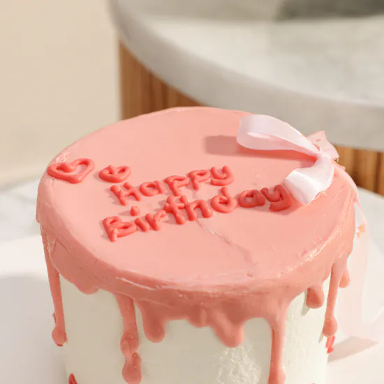 Floward Pink Ribbons Birthday Cake | Delicate Flower Vase