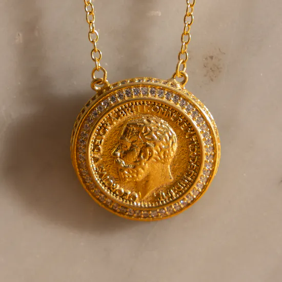 Hrh Gold Plated Coin Necklace