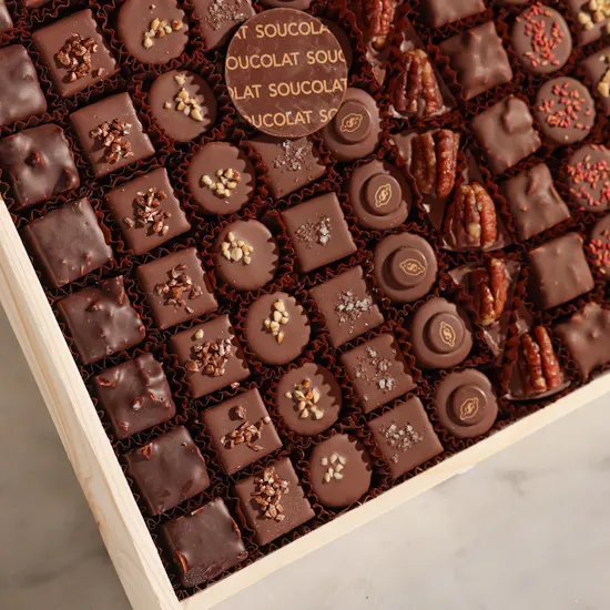 Soucolat Grand Chocolate Collection Wood Tray | Silk Reverie Flower