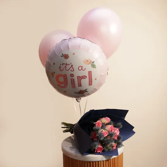 It's a Girl Pink Balloons | Flowers Bouquet