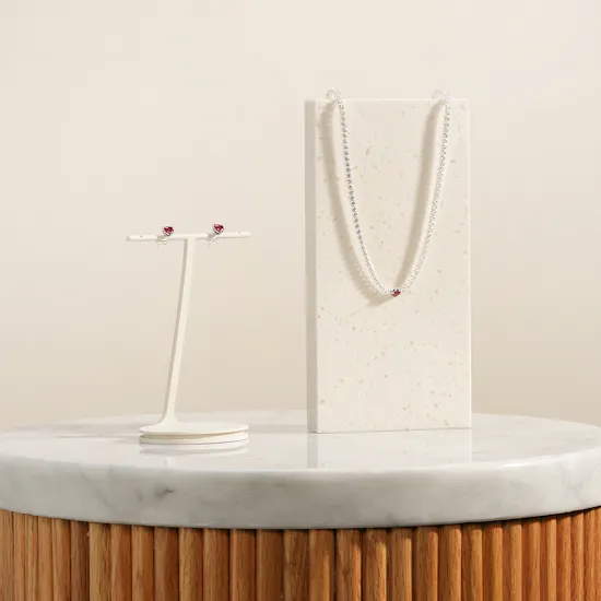 Pandora Red Heart Earrings and Necklace Set