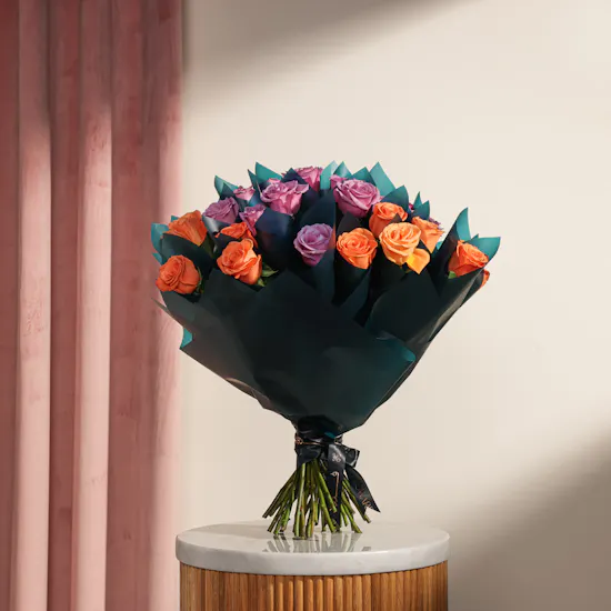 Orange and Purple Roses Favors