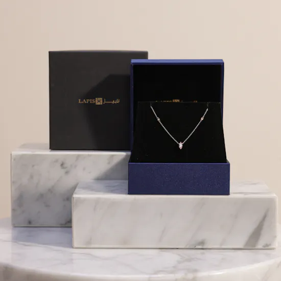 Lapis Pink Diamond Stone Gold Necklace