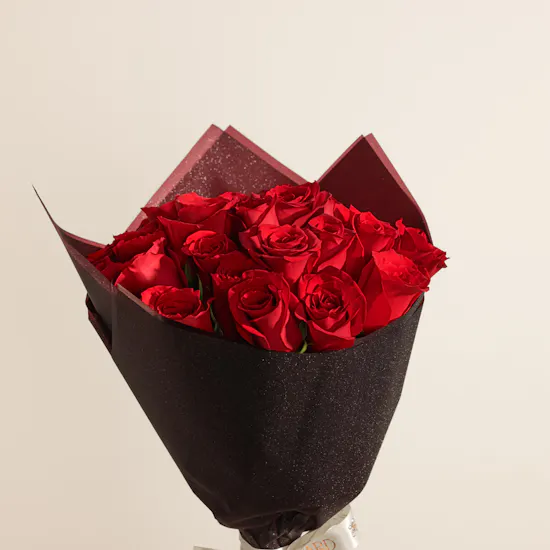 Shimmering Red Roses Bouquet | 25 Roses