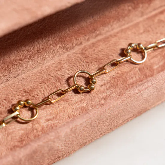 Siran Yellow Gold Beaded Circle Link Bracelet