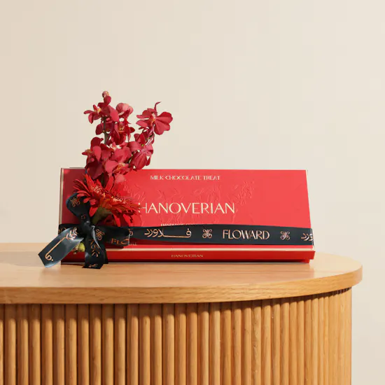 Hanoverian Truffle Chocolates Box and Elegance Red Flowers