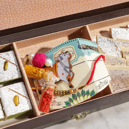 MyGovindas Rakhi Assorted Sweets Hamper | Hugo Boss Chronograph Men's Watch