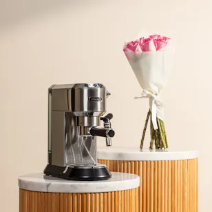 De'Longhi Dedica Style Coffee Silver Machine | Lush Pink Bouquet De'Longhi Dedica Style Coffee Silver Machine | Lush Pink Bouquet