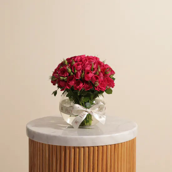 Fuchsia Baby Roses Vase | 18 Flowers