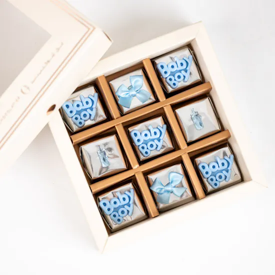 Ghazl Baby Boy Mini Chocolate Box | Blue Flowers
