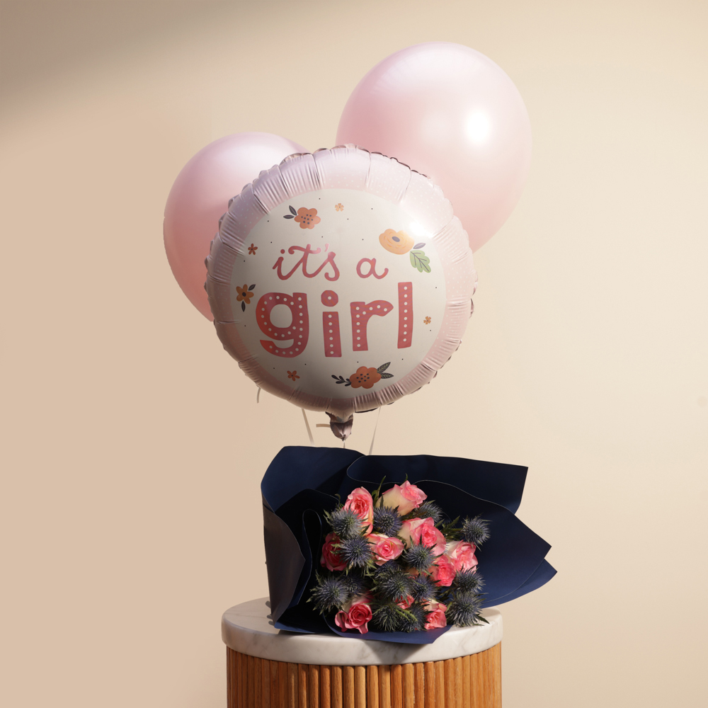 بالونات لمولودة جديدة | باقة زهور