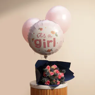 It's a Girl Pink Balloons | Flowers Bouquet