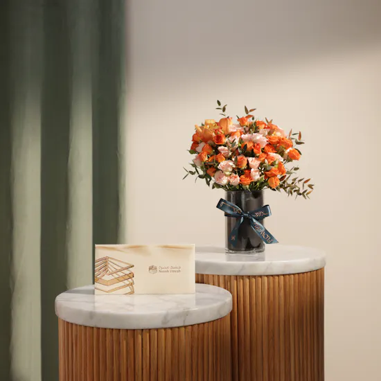 Nusuk Umrah Services Gift Voucher | Sunset Blush Flowers Vase