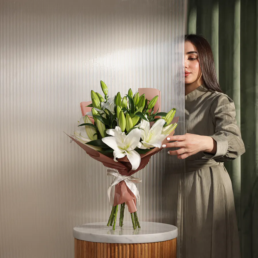 Ethereal White Lily Elegance Bouquet | 8 Flowers 5