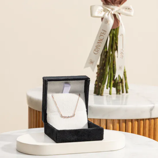 Artsy Horizontal Zircon Stones Bar Women's Necklace | Elegant Flower Bouquet