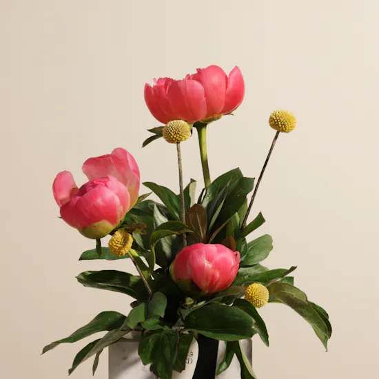 Coral Peony Marble Vase
