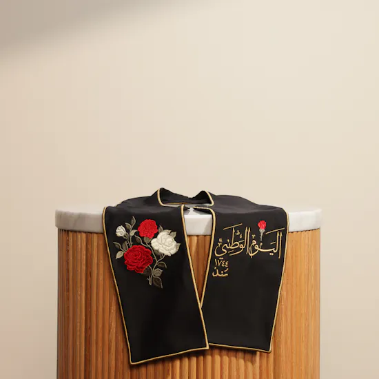 Saaf Omani National Day Rose Black Scarf