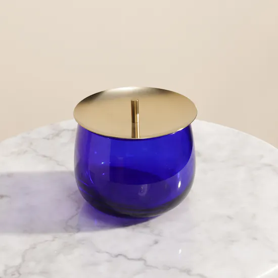 Nude Beret Storage Blue Box with Brass Lid