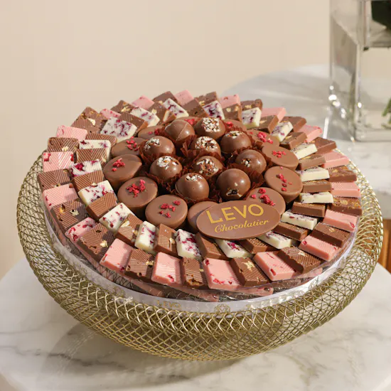 Levo Gold Minibar Chocolate Tray | Cheerful Flowers Vase