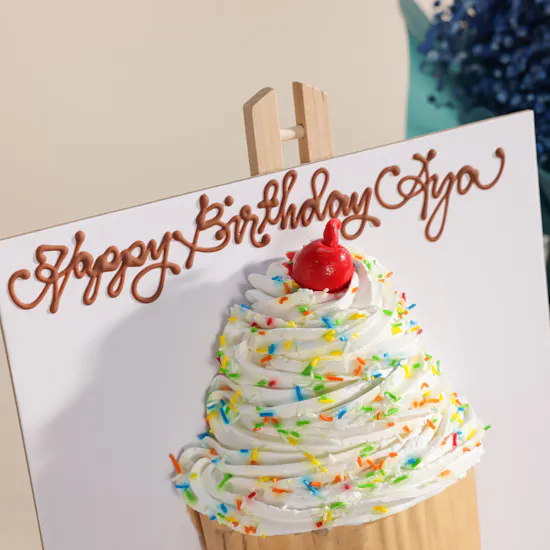Floward Personalized Giant Cupcake Half Portrait Cake | Happy Moments Flowers