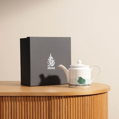 Dimlaj Porcelain Coffee Pot | Gold & Green