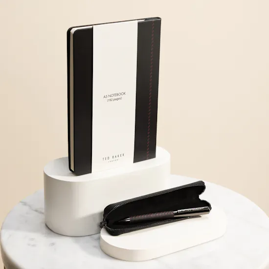 Ted Baker Wilston Black and Brown Notebook & Pen Set