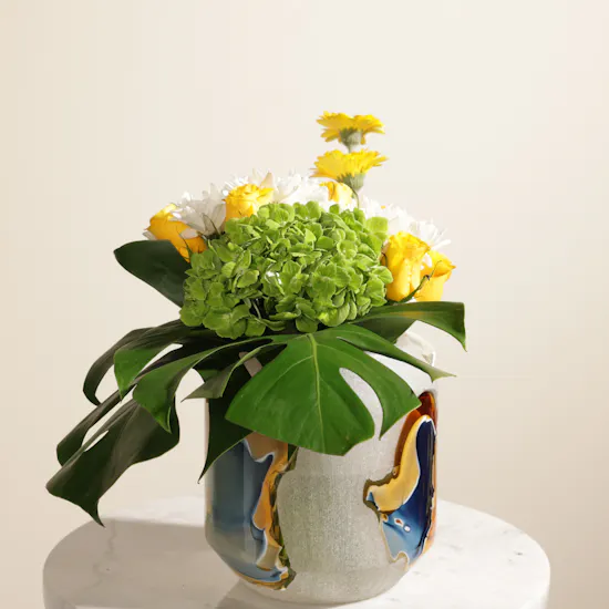 Golden Azure Flower Vase