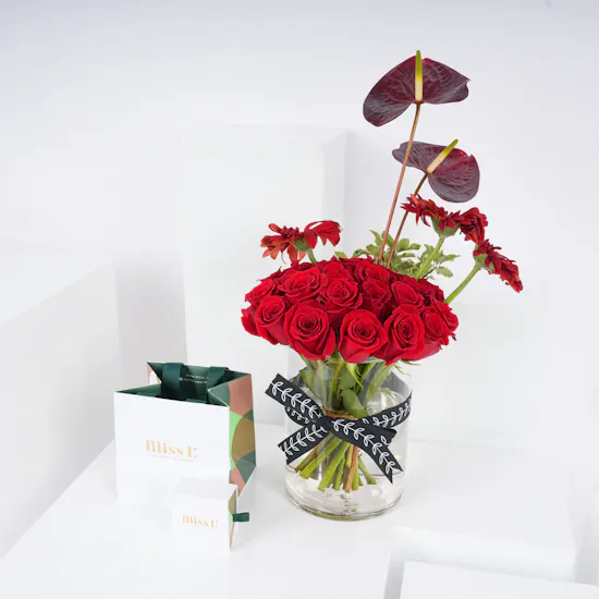 Miss L Gold & Colored Stones Earrings | Red Bouquet