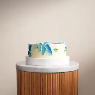 Floward Happy Birthday Blue Flower Chocolate Cake