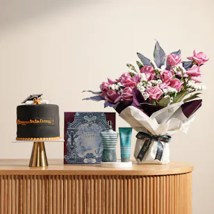 Jean Paul Gaultier Le Male Gift Set | Cheerful Graduation Cake and Flowers