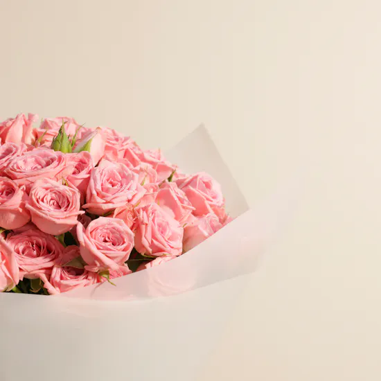 Graceful Pink Baby Roses Bouquet | 35 Flowers