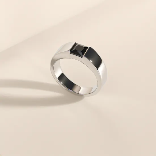 Floward Black Monolith Silver Men's Ring | Size 9