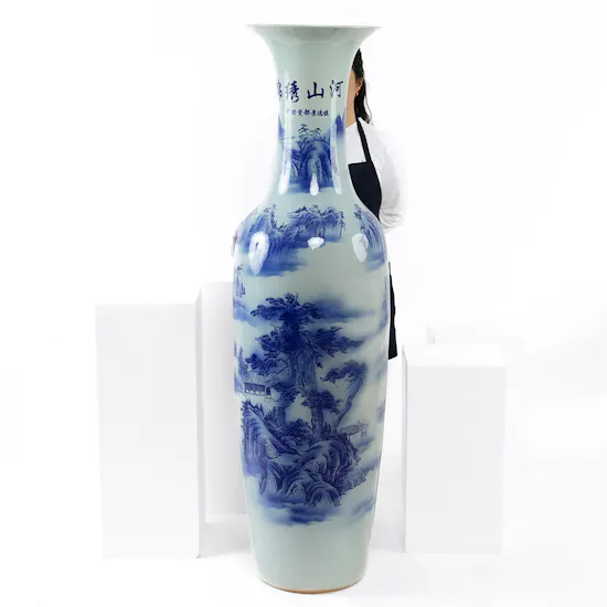White And Blue Floor Vase | 160 cm