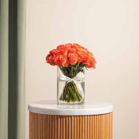 Orange Roses Vase | 35 Flowers