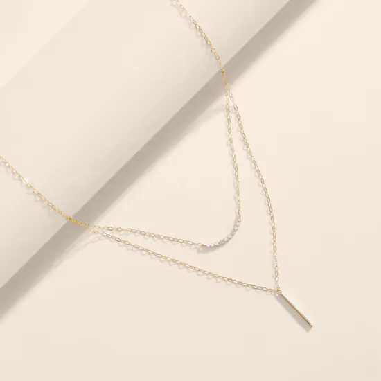 Miss L' by L'azurde Slim Diamonds Layered Women's Necklace