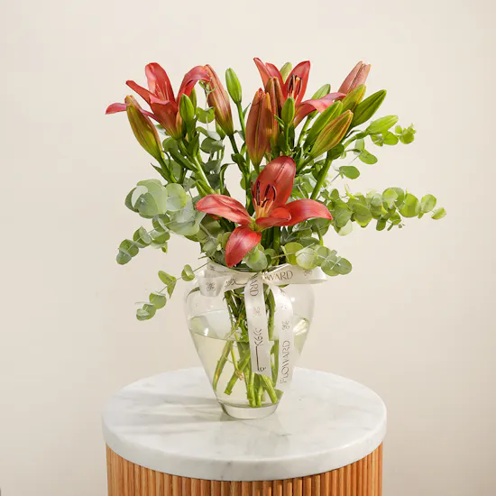 Classic Glam Red Lily Vase