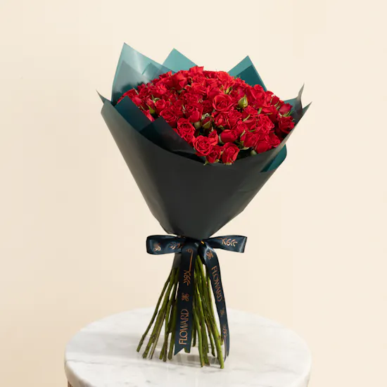 Crimson Devotion Red Baby Roses Bouquet