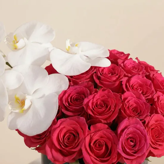 Fuchsia and White Flowers Box | 30 Flowers