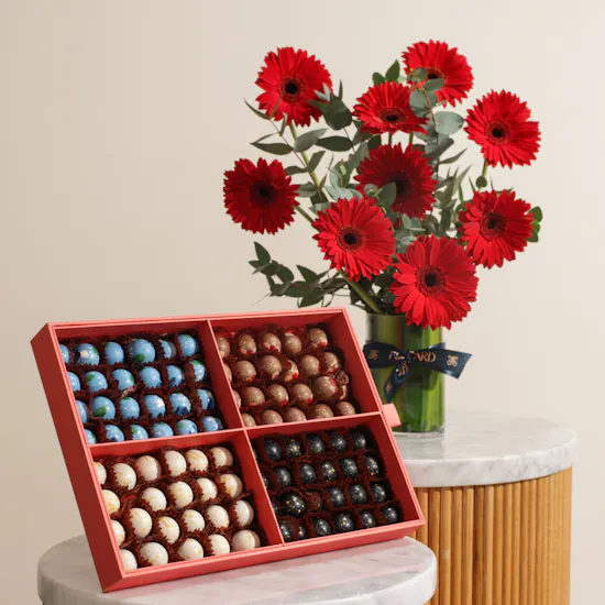 Nua Large Classic Chocolate Bonbon Slipcase Box | Joyful Nights Flower Vase