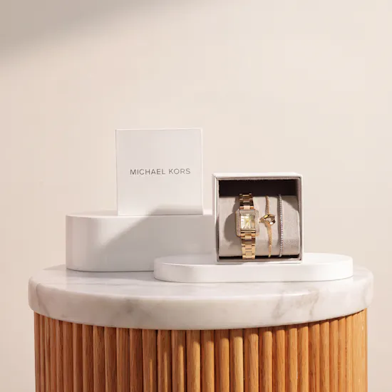 Michael Kors Mini Emery Gold Bracelet and Watch Set